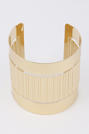 Thick Line Patterned Open Bracelet 6JBB4